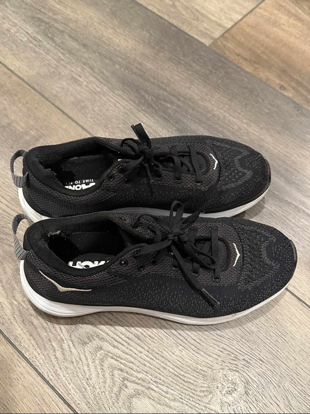 Hoka One One Black and White Women's Knit Sneakers